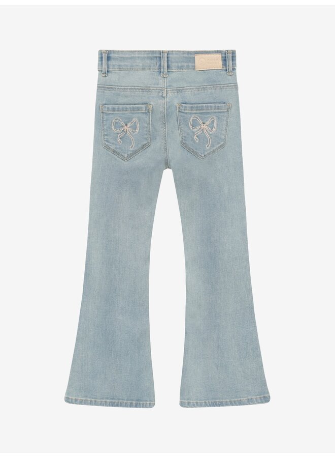 Daily7 - Denim flared fit bow - Medium blue denim