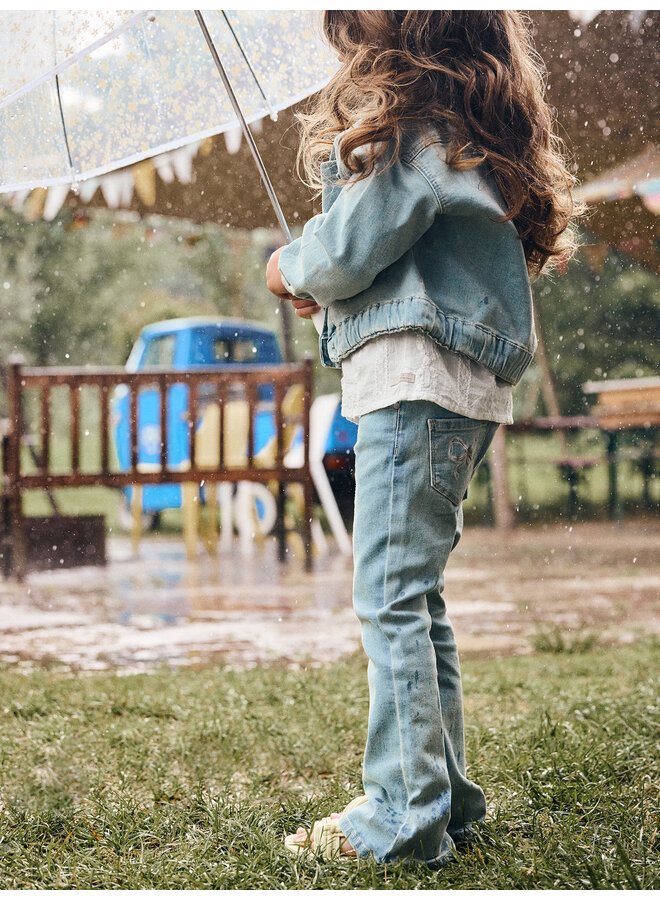 Daily7 - Denim flared fit bow - Medium blue denim