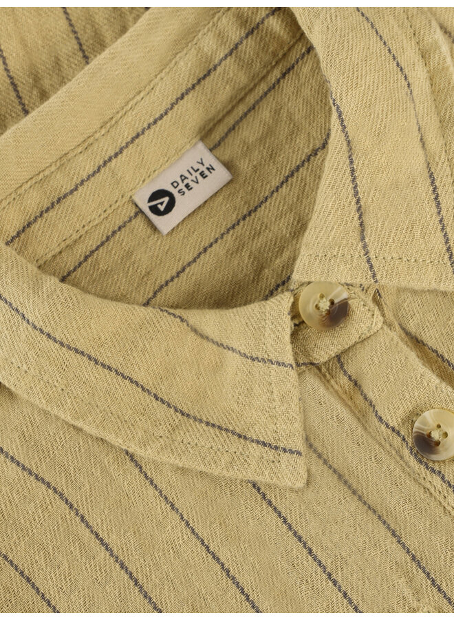 Daily7 - Shirt small stripe - Pale olive green