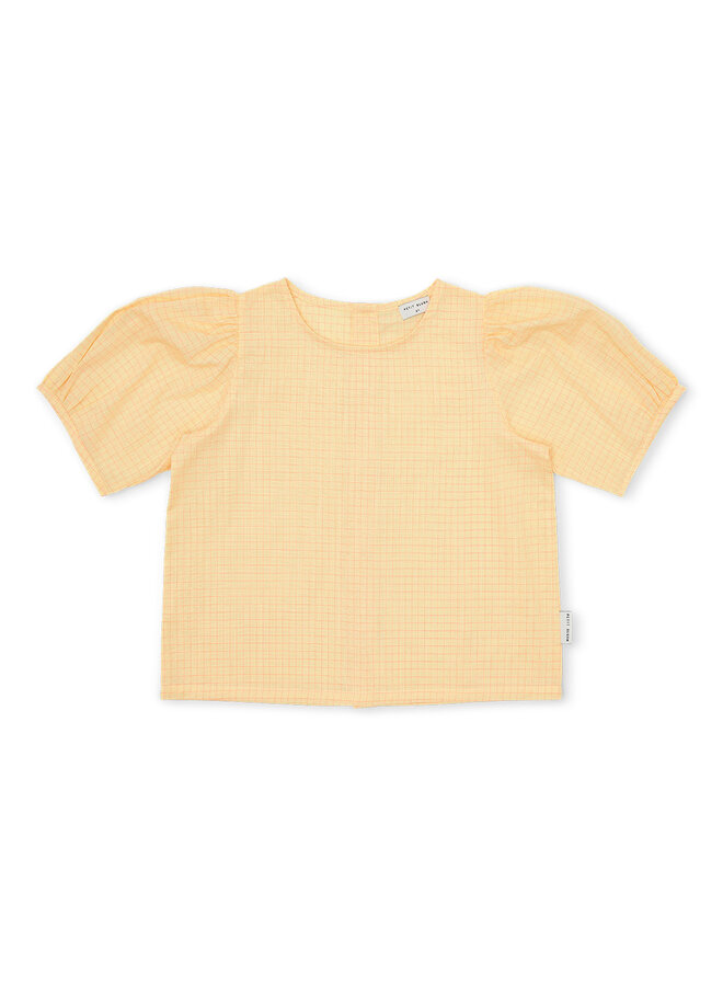 Petit Blush - Puff sleeve blouse - Check butter yellow