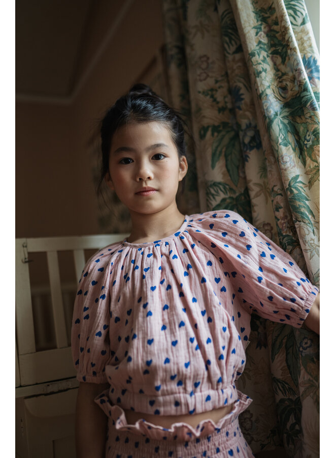 Petit Blush - Adele blouse - Candy hearts AOP