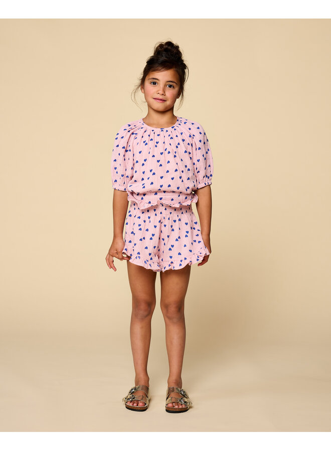 Petit Blush - Smock frill short - Candy hearts AOP