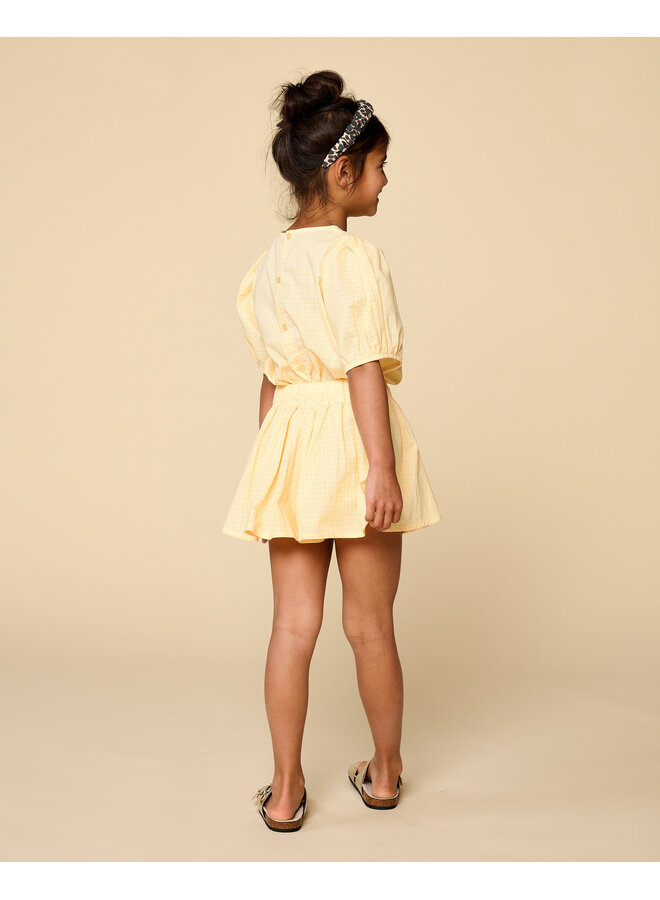 Petit Blush - Puff sleeve blouse - Check butter yellow