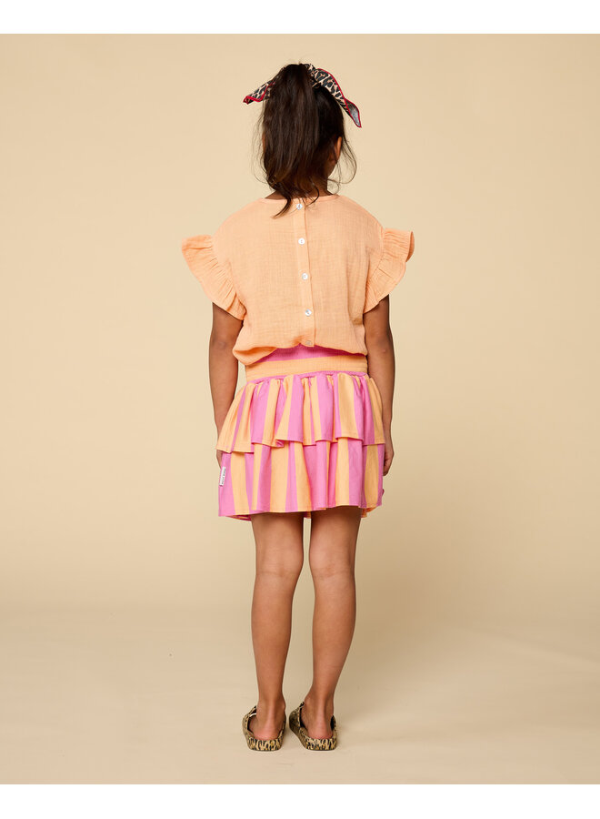 Petit Blush - Loua frill blouse - Peach cobbler