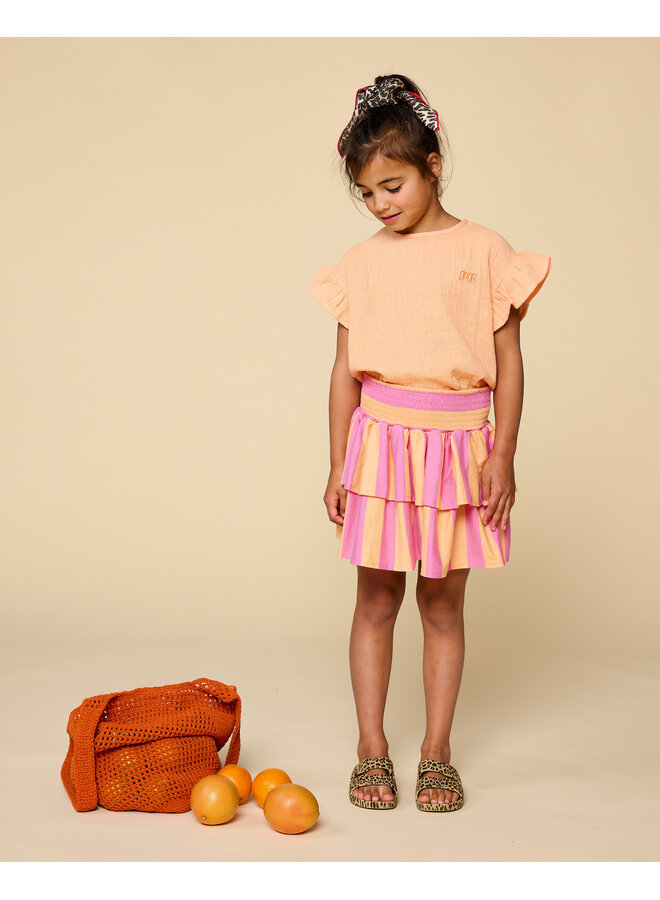 Petit Blush - Loua frill blouse - Peach cobbler