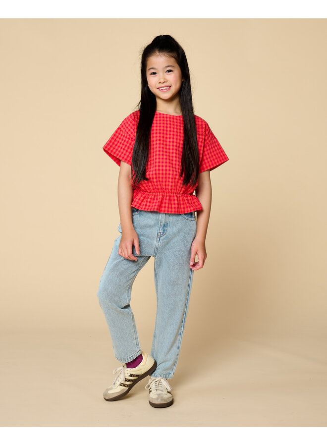 Petit Blush - Blouse elastic waist - Check red