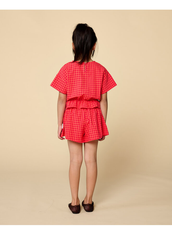 Petit Blush - Ruffle short - Check red