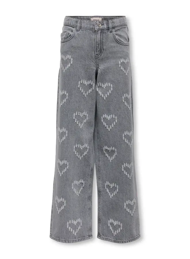 Lumi wide denim - Light grey denim hearts