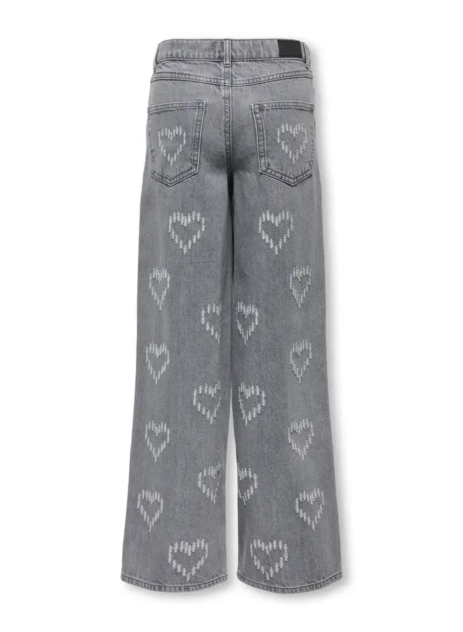 Kids Only - Lumi wide denim - Light grey denim hearts