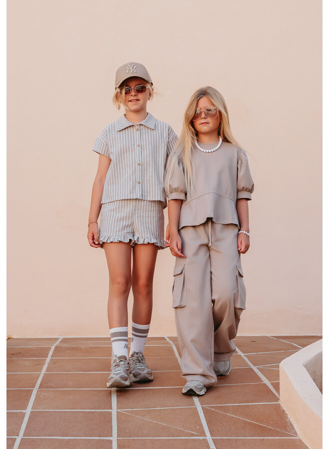 The littlecuties - Shorts Louise - Stripe taupe