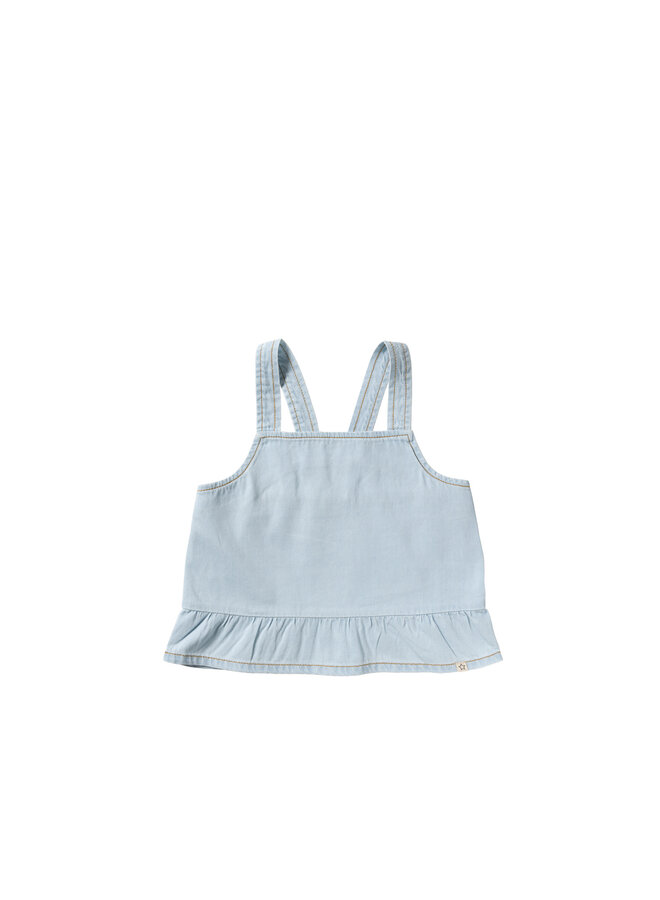 Chambray ruffle singlet - Sunlit blue