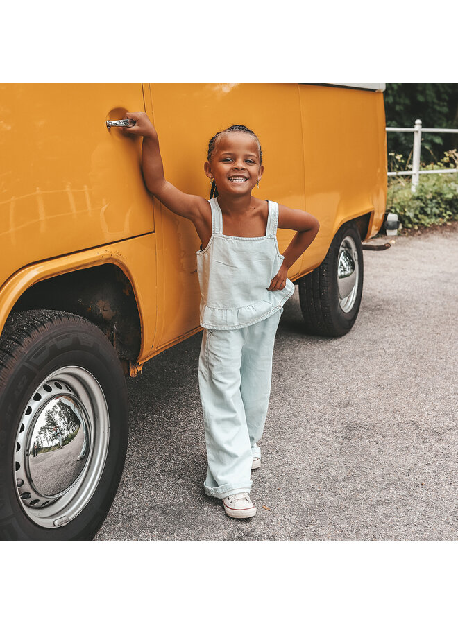 Your Wishes - Chambray ruffle singlet - Sunlit blue