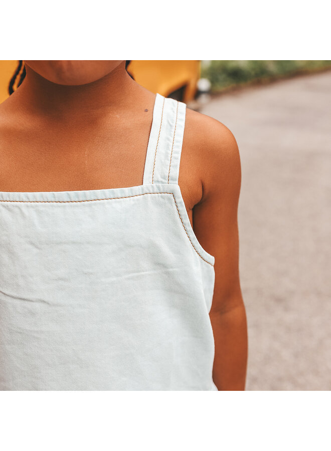 Your Wishes - Chambray ruffle singlet - Sunlit blue
