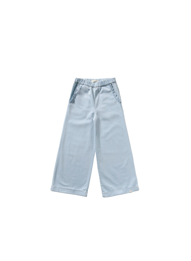 Your Wishes - Chambray ruffle pants - Sunlit blue