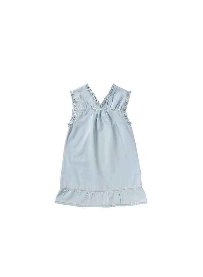 Chambray ruffle dress - Sunlit blue