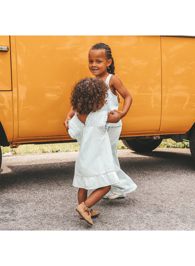 Your Wishes - Chambray ruffle dress - Sunlit blue