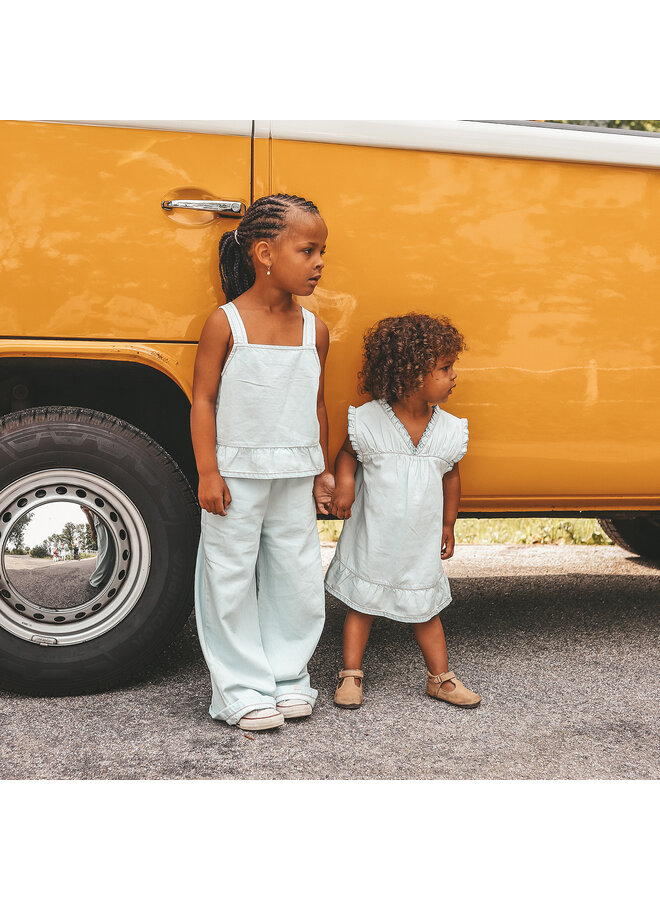 Your Wishes - Chambray ruffle dress - Sunlit blue