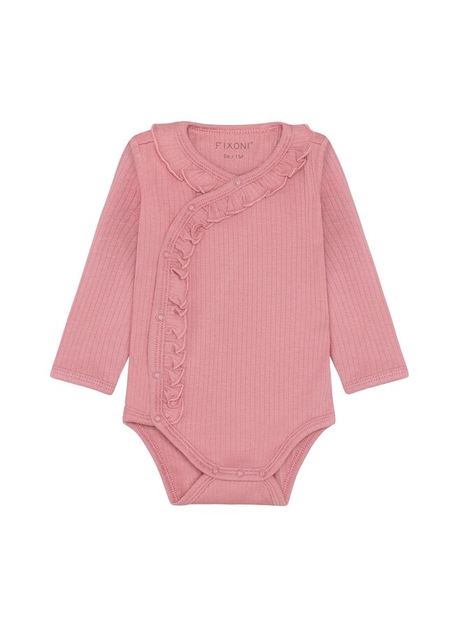 Wrap body ls rib - Dusty rose