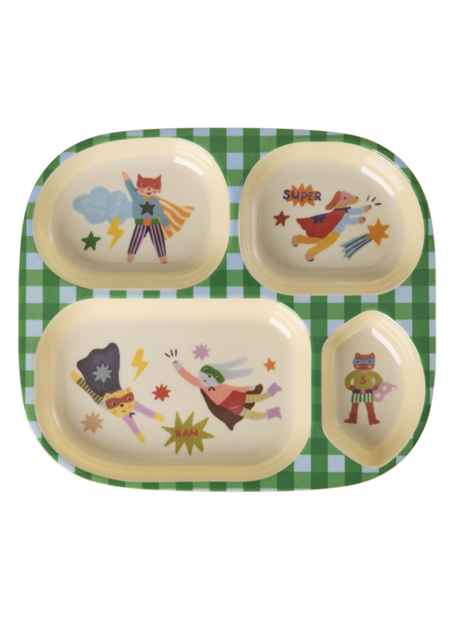 Kinderbord met 4 compartimenten - Groen hero print