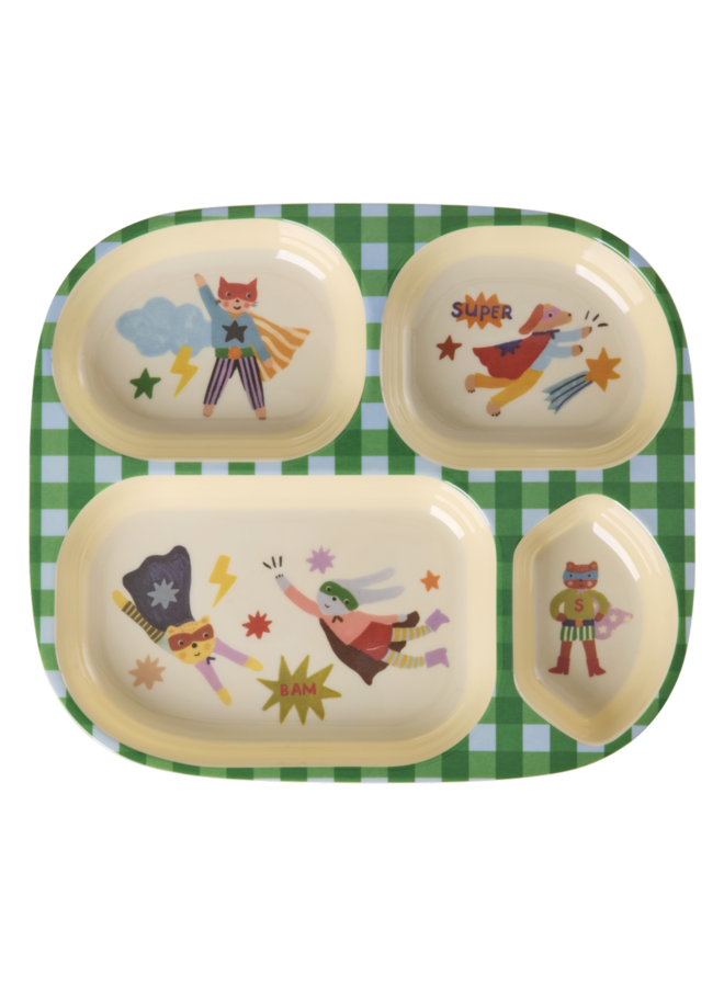 rice - Kinderbord met 4 compartimenten - Groen hero print