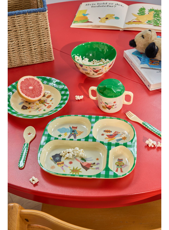 rice - Kinderbord met 4 compartimenten - Groen hero print