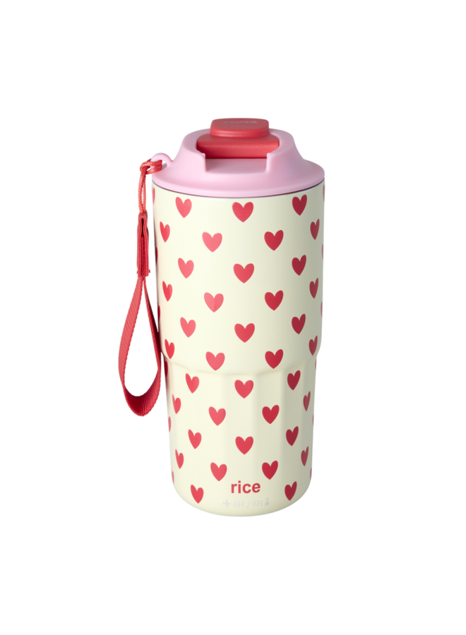 rice - Thermobeker roestvrijstaal - Crème hearts print