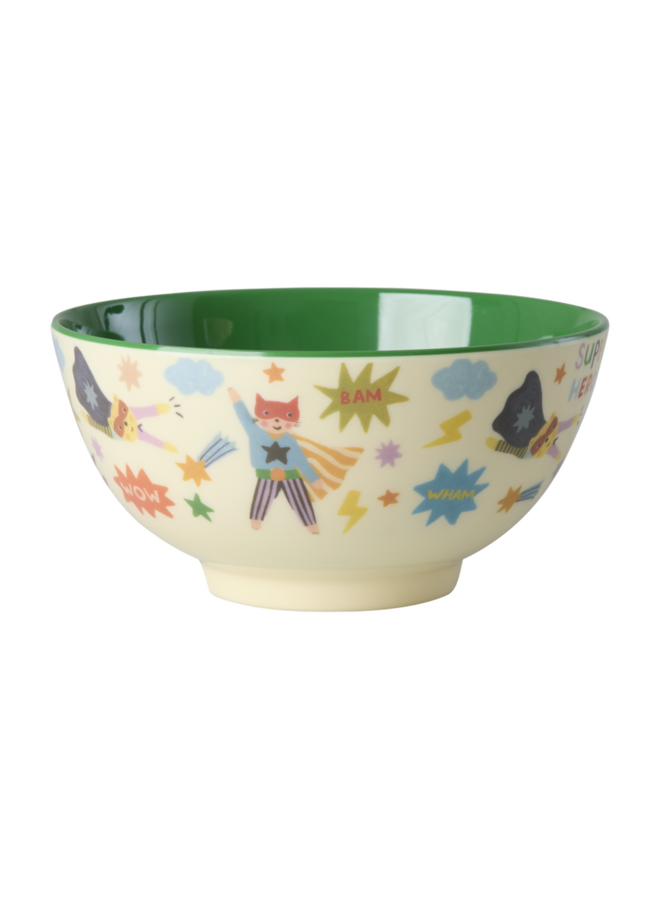 Medium melamine kom - Groen hero print