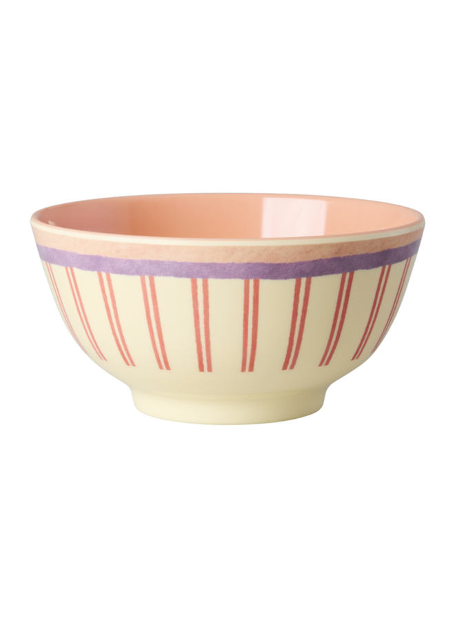 rice - Medium melamine kom - Crème stripey love print