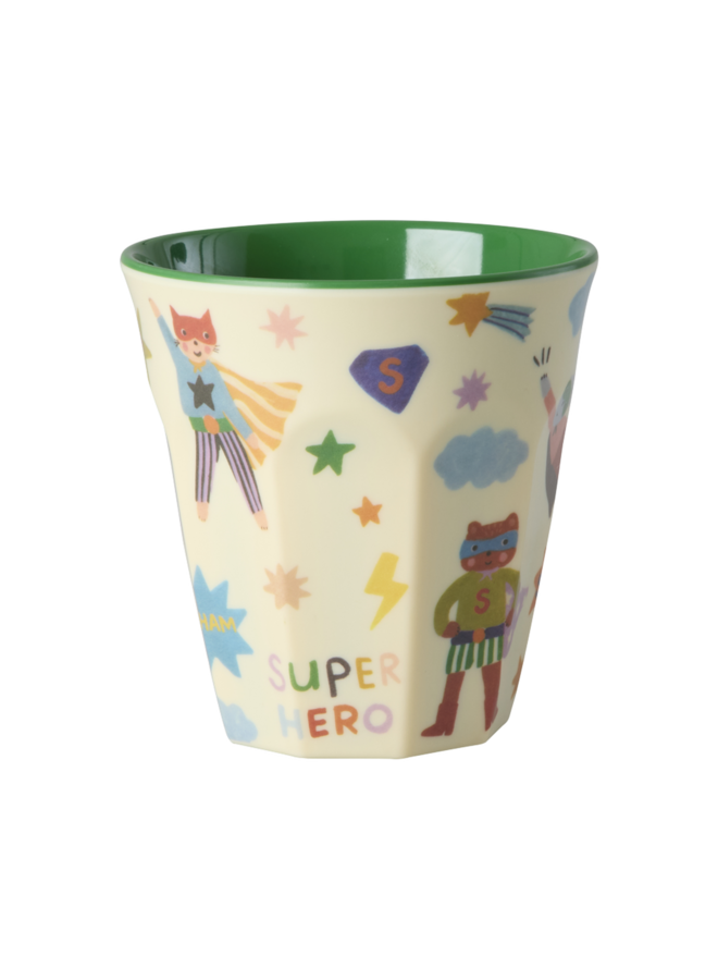 Medium melamine beker - Groen hero print