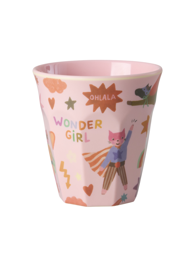 rice - Medium melamine beker - Roze hero print