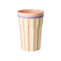 rice - Grote melamine beker - Crème stripey love print