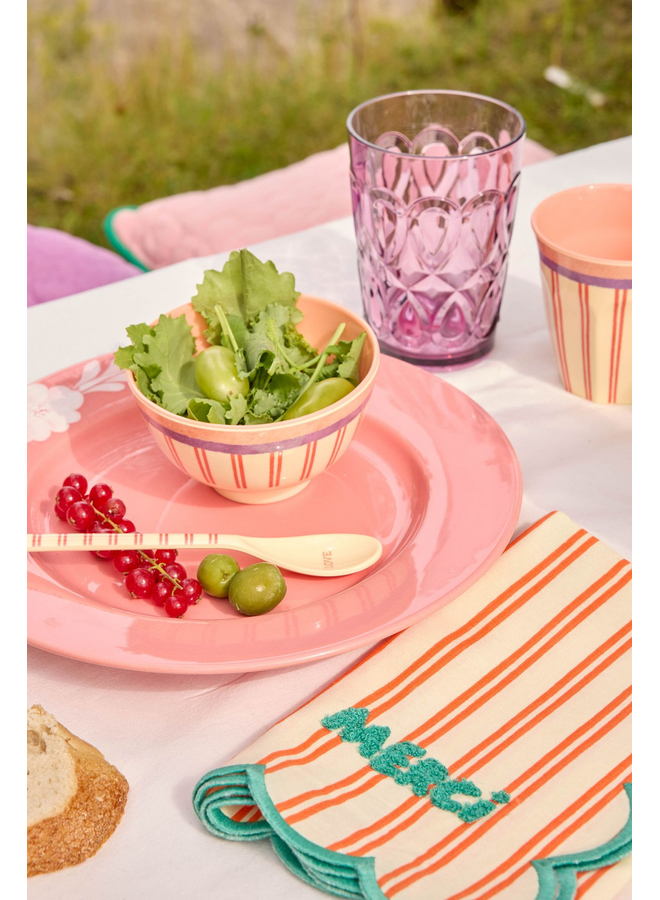 rice - Medium melamine beker - Crème stripey love print