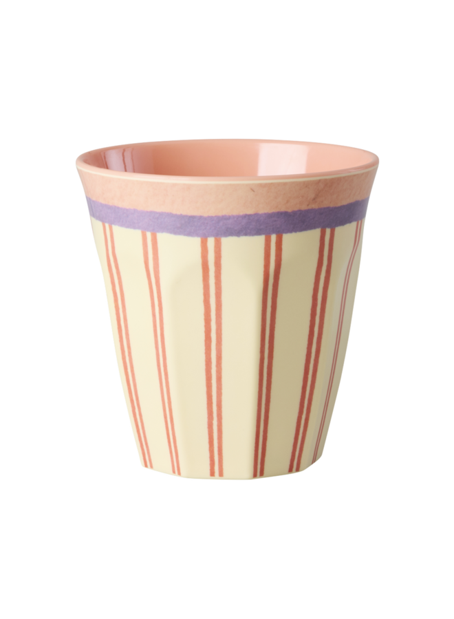 rice - Medium melamine beker - Crème stripey love print