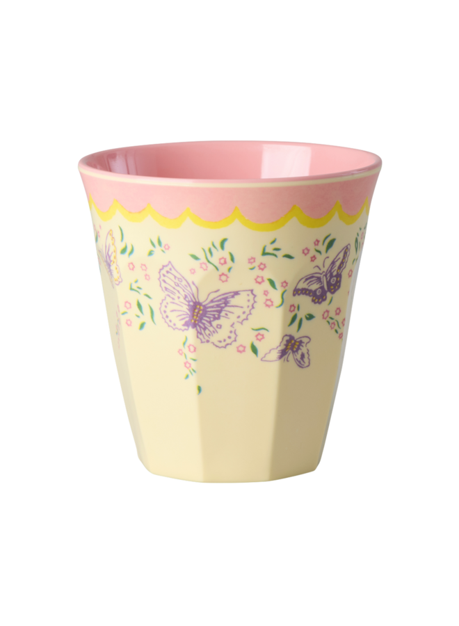 Medium melamine beker - Crème spread your wings print