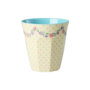 rice - Medium melamine beker - Crème dots and flowers print