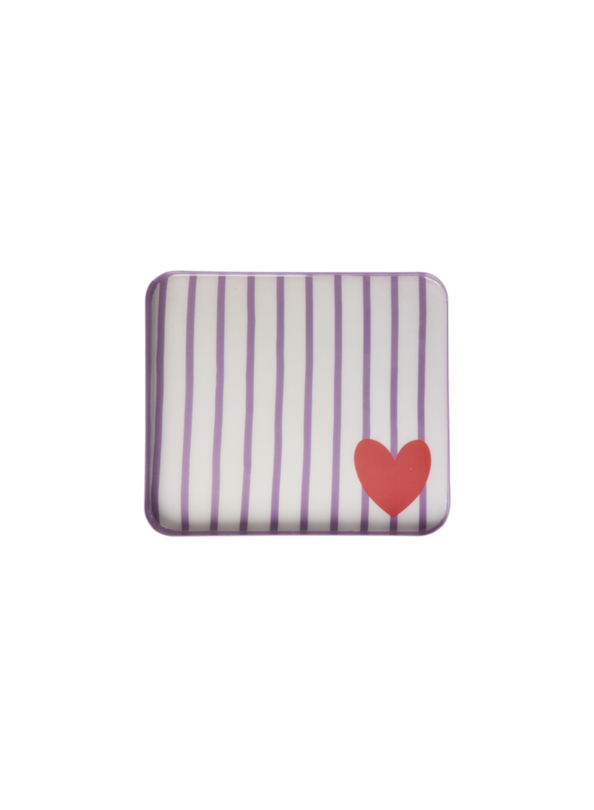 Kleine rechthoekige metalen serveerschaal - Paars