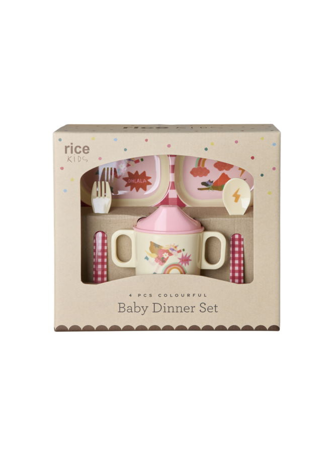 Eetset baby - Roze hero print
