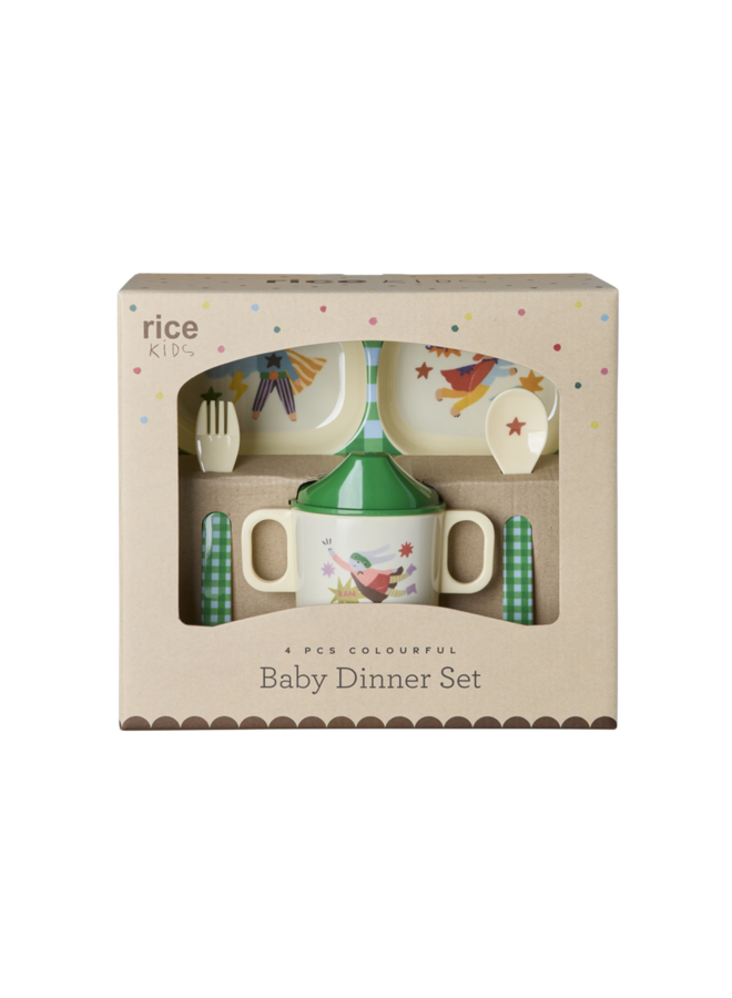 Eetset baby - Groen hero print