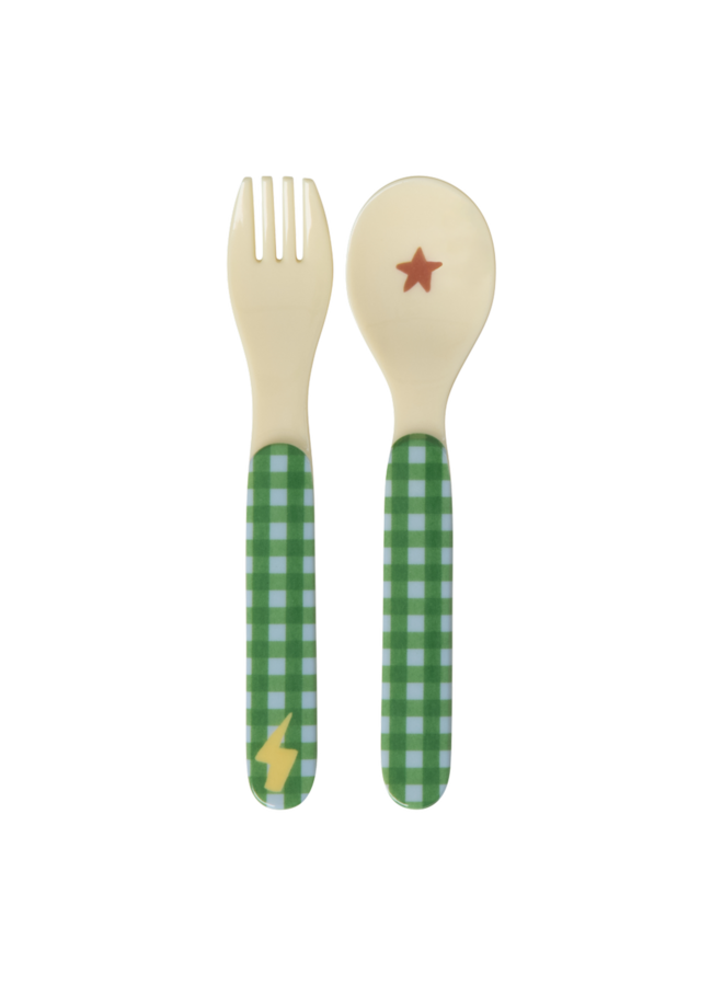 Baby lepel en vork - Groen hero print