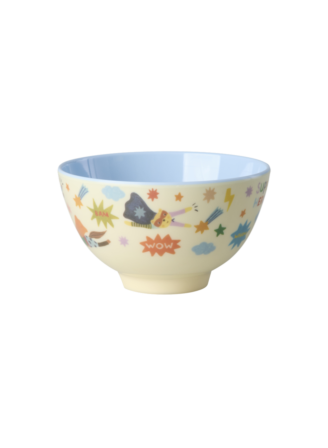 rice - Kleine melamine kom - Zachtblauw hero print