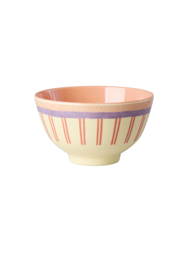 rice - Kleine melamine kom - Crème stripey love print