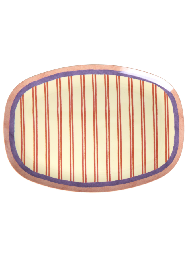 rice - Groot rechthoekig dinerbord - Crème stripey love print
