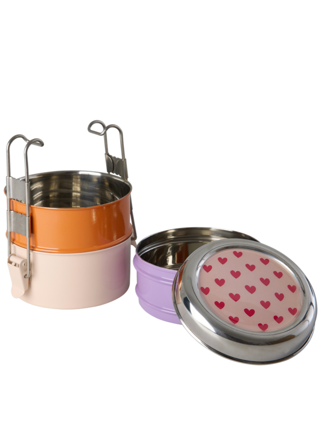 rice - Rond roestvrijstalen lunchbox - Heart print