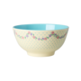 rice - Medium melamine kom - Crème dots and flowers print