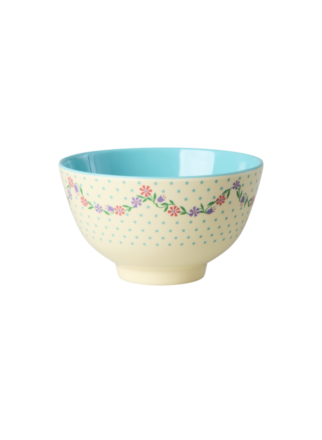 Kleine melamine kom - Crème dots and flowers print
