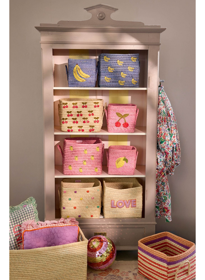 rice - Vierkant raffia mand - Meerkleurig