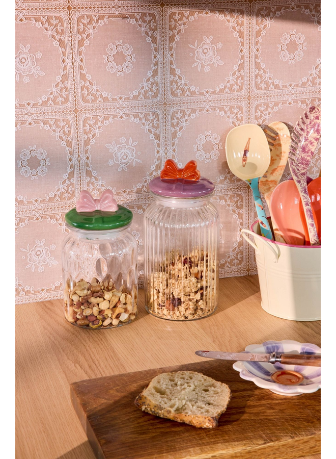 rice - Groot strik glas pot - Paars