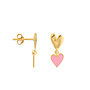 Bibi Camille - Medium two hearts stud earring - Gold light pink enamel