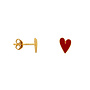 Bibi Camille - Medium heart stud earring - Gold red enamel