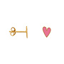 Bibi Camille - Medium heart stud earring - Gold light pink enamel